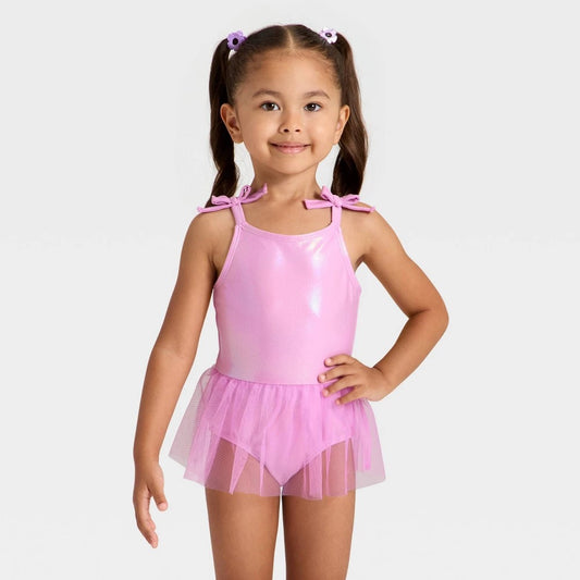 Cat & Jack Toddler Girls' Shiny Tutu Swimsuit Lavender 4T