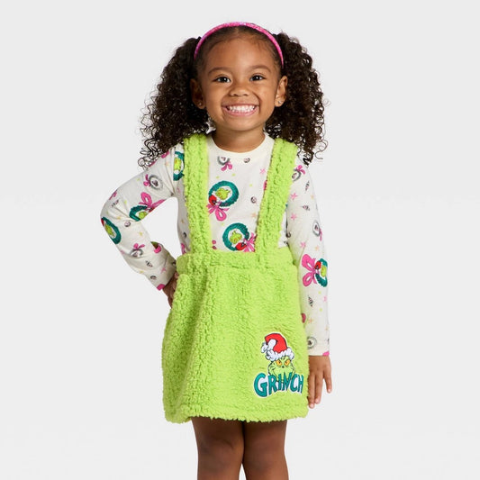 The Grinch Toddler Girls' 2pc Christmas Skirt Set - Green 3T