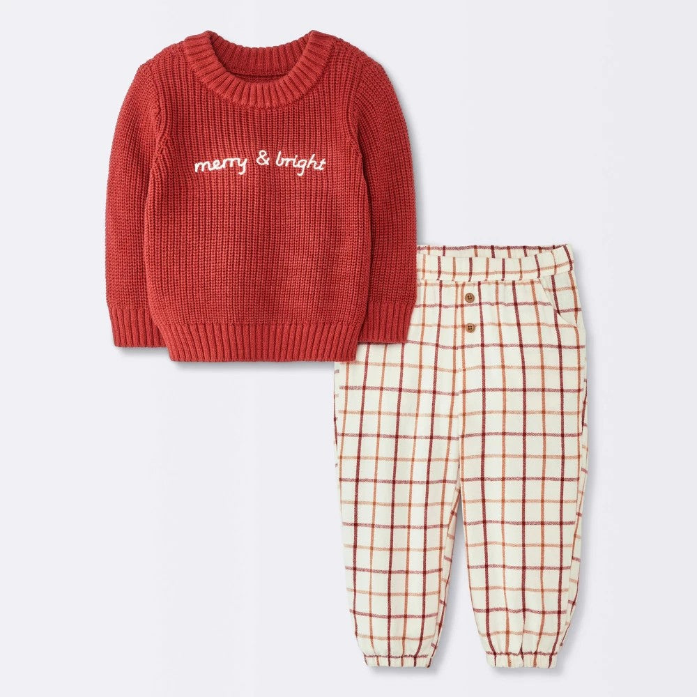 Cloud Island Baby Boys' Christmas Sweater and Pants Set 12M