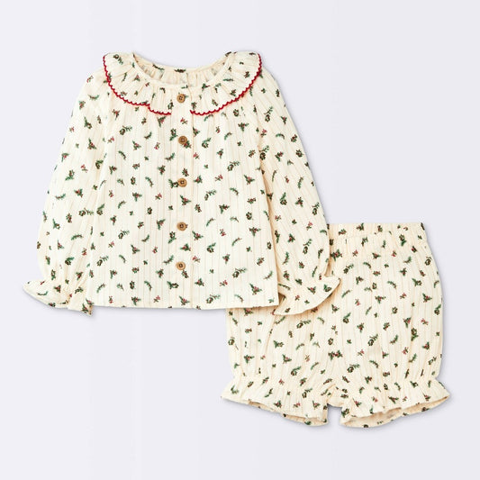 Cloud Island Baby Girls' Holly Berry Christmas Set 3-6M
