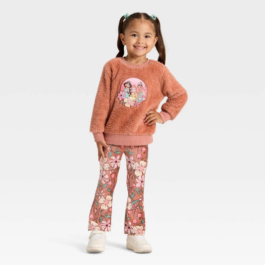 Disney Princess  Girls Toddler 2pc Floral Cozy Set 4T