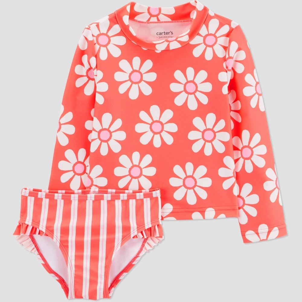 Carter's Toddler Girls' 2PC Rash Guard Swim Set Pink  3T