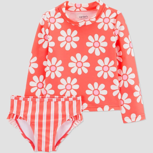 Carter's Toddler Girls' 2PC Rash Guard Swim Set Pink  3T
