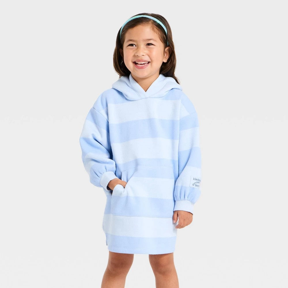 Cat & Jack Toddler Girls' Long Sleeve Striped Dress Blue 2T