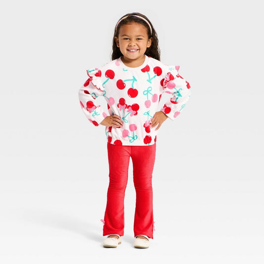 Disney Minnie Mouse 2pc Cherry Sweatshirt Set - Red 4T girl
