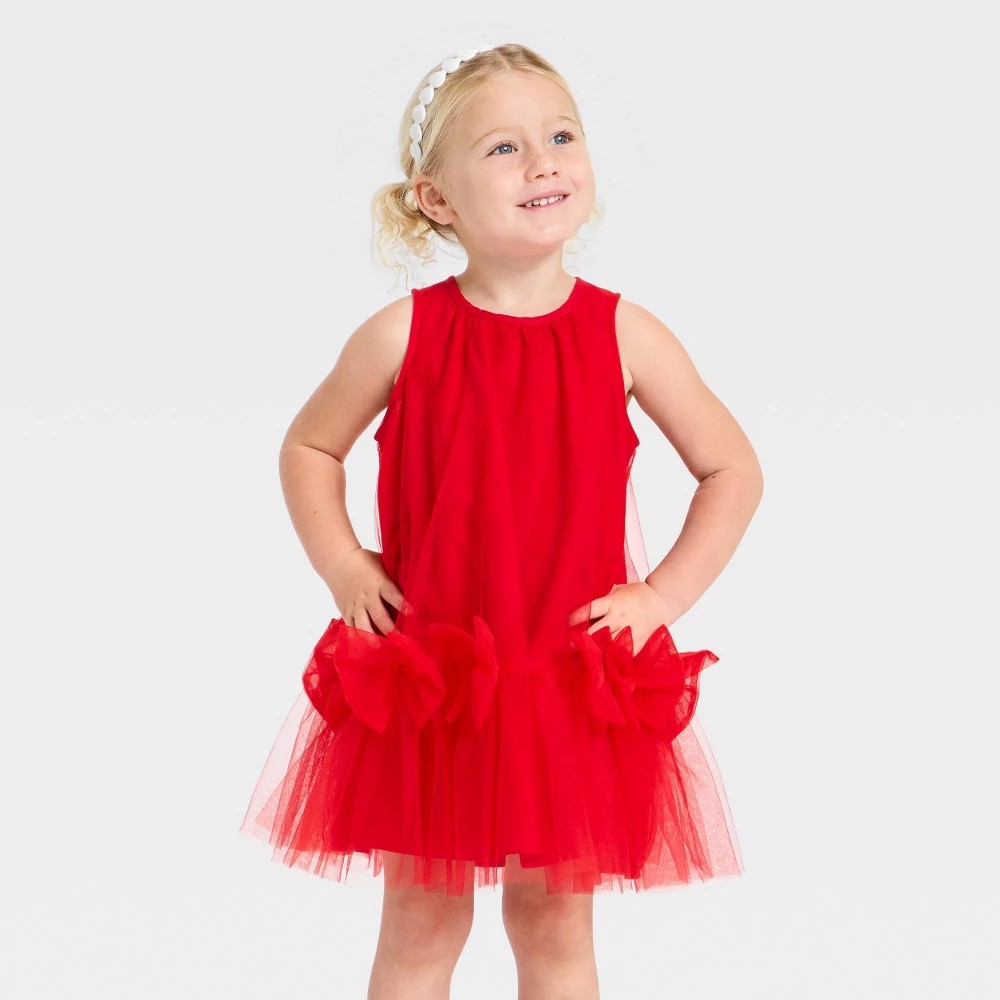Toddler Girls' Audrey Camille Bow Tutu Dress - Red 4T