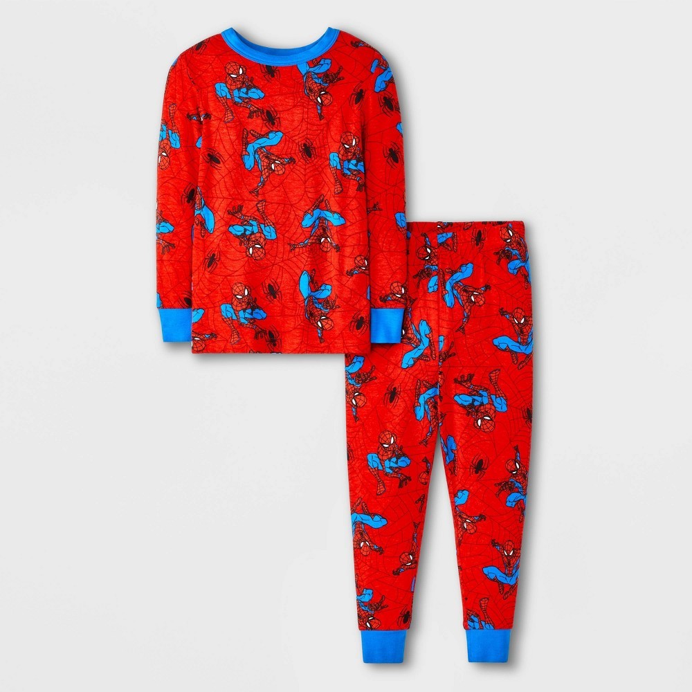 Marvel Toddler Boys' 2pc Spider-Man Long Sleeve Viscose Snug Fit Pajama Set - Red 4T