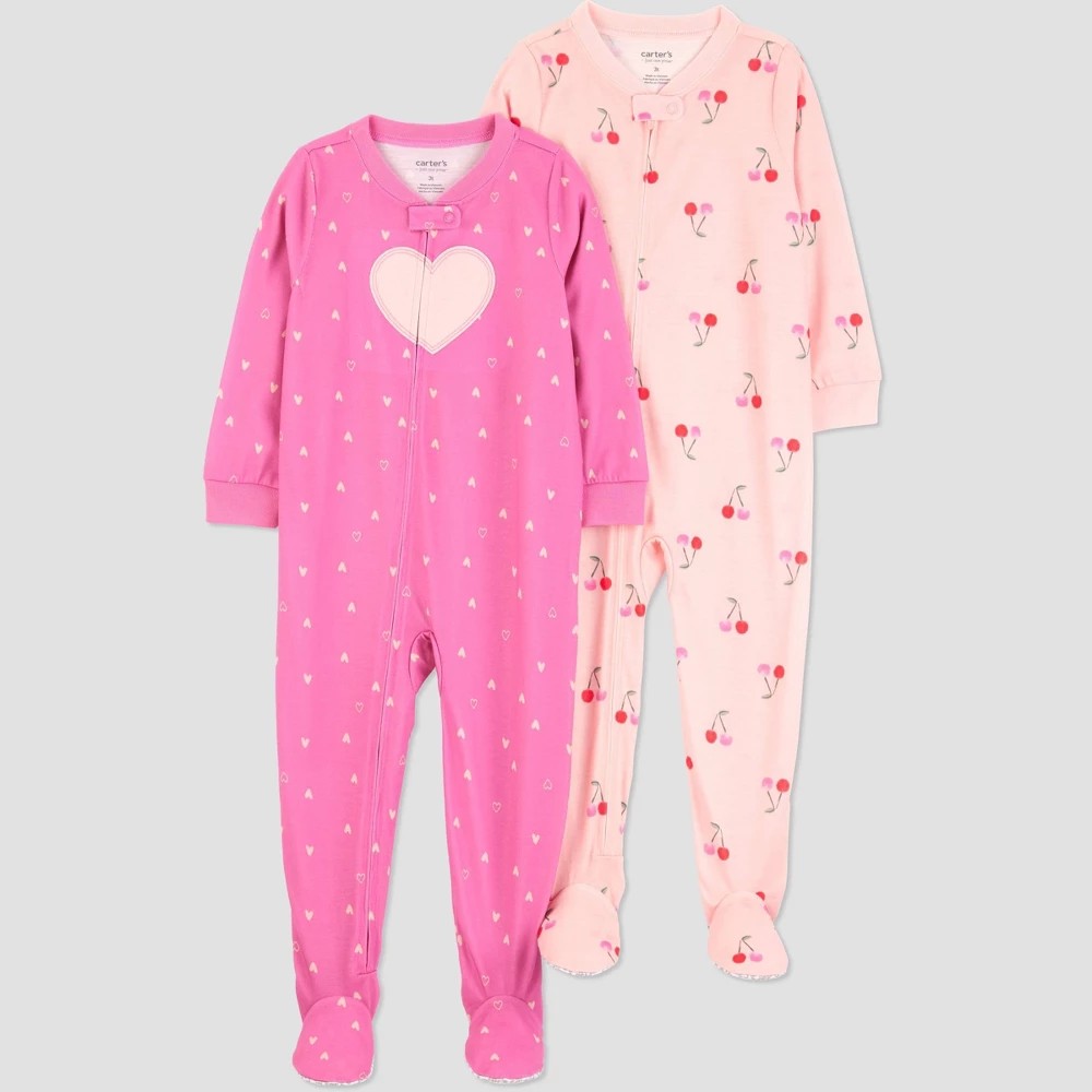 Carter's Toddler Girls' 2-Pack Pajama Set Cherries Hearts 18M