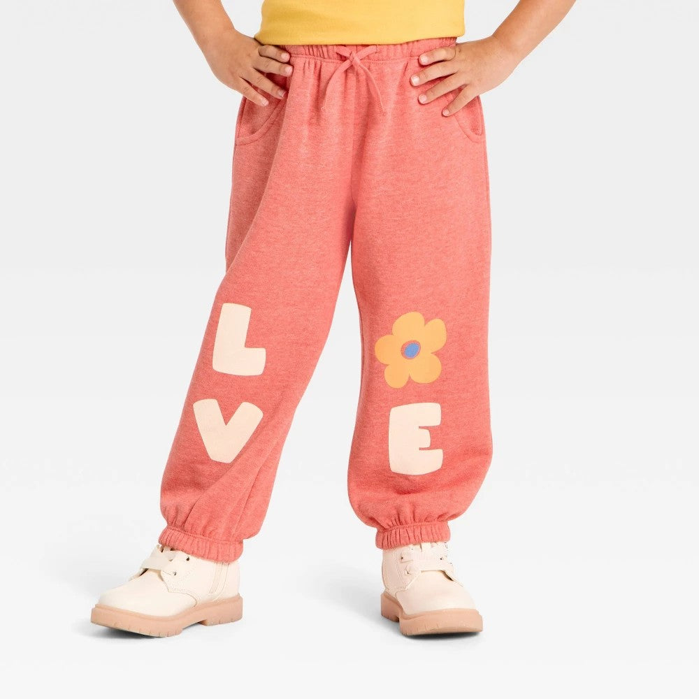 Cat & Jack Toddler Girls' Love Jogger Pants Pink 4T