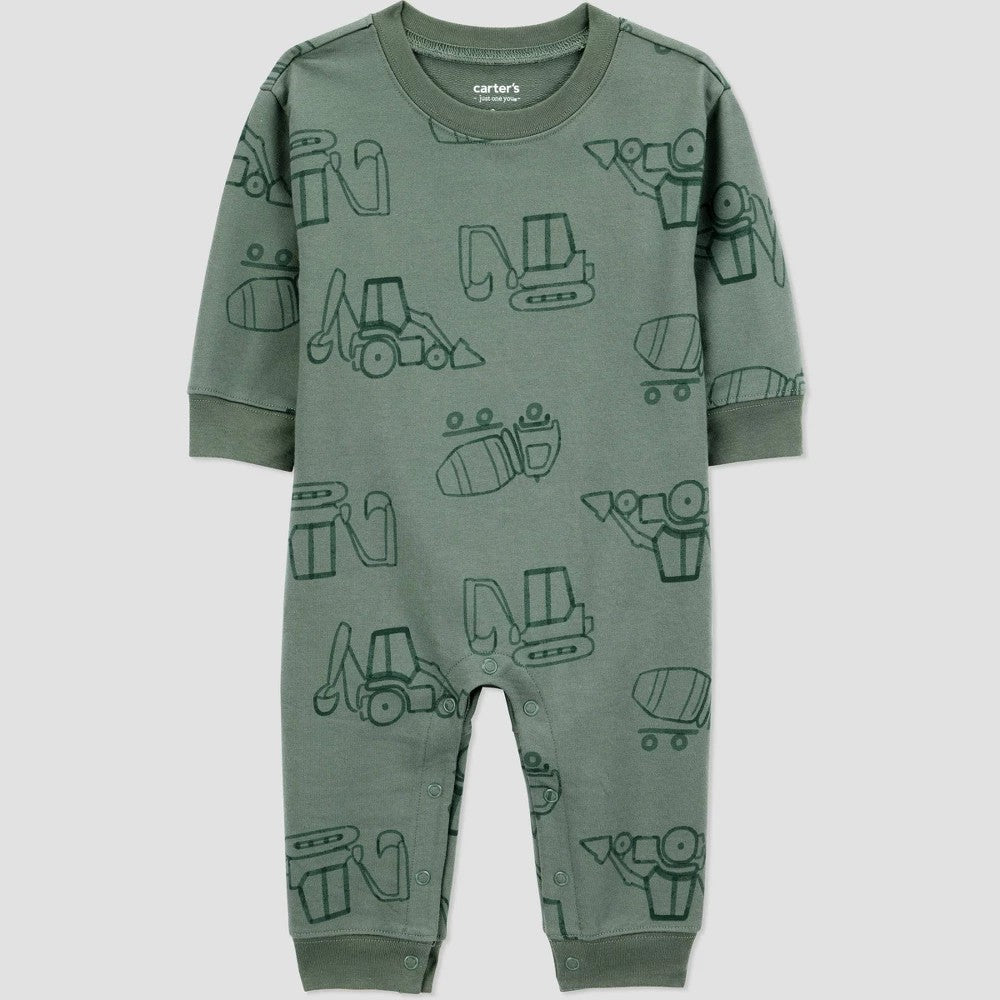 Carter's Just One You Baby Boys' Construction Long Sleeve Romper - Green Newborn