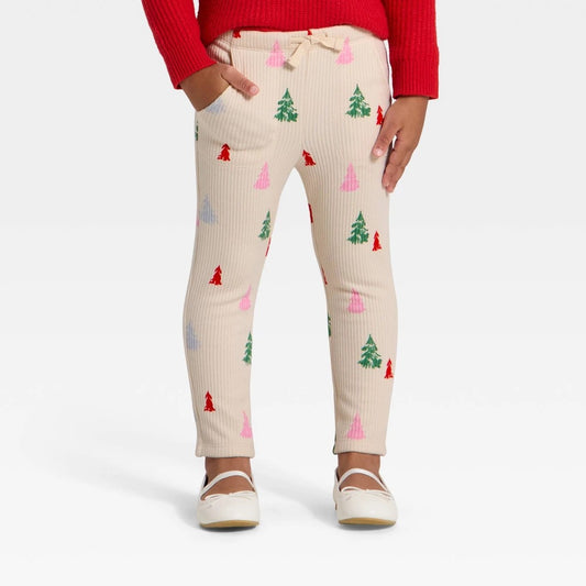 Cat & Jack Toddler Girls' Ribbed Leggings Cream 18M