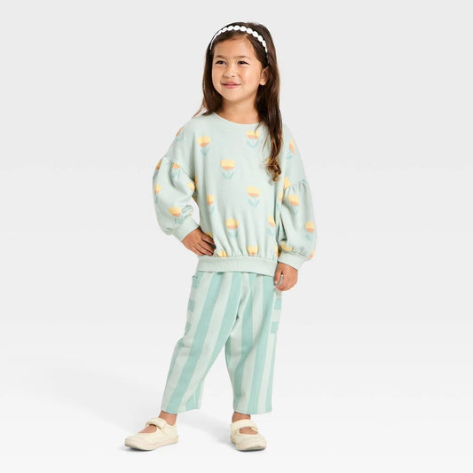 Cat & Jack Toddler Girls' Flower Sweater & Pants Set 4T
