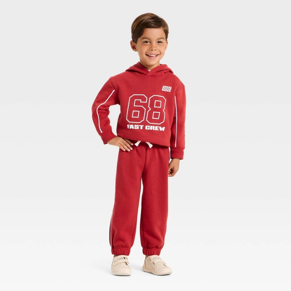 Cat & Jack Toddler Boys' 2pc Fleece Hoodie Set - Red 12M