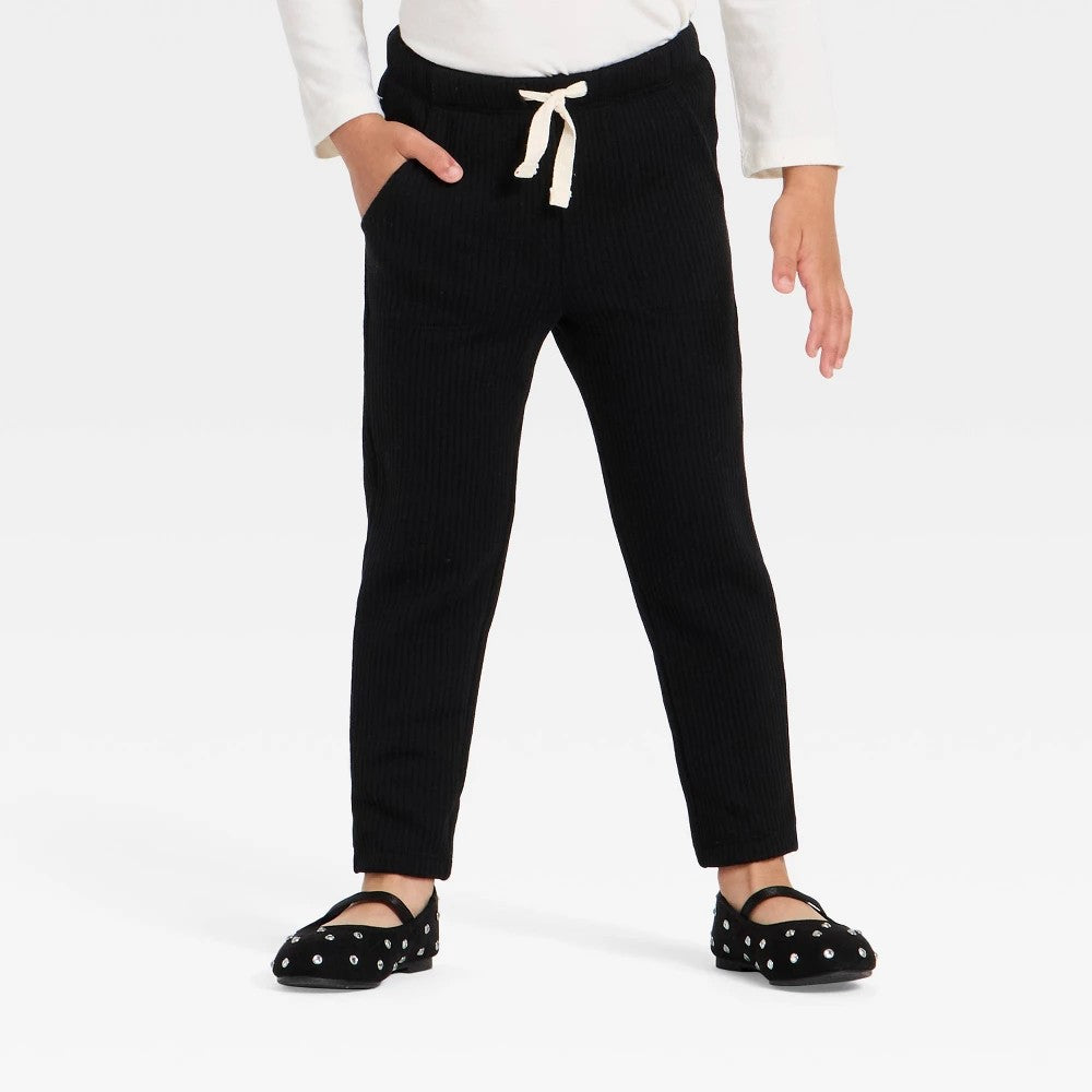 Cat & Jack Toddler Girls' Ribbed Leggings Black 2T
