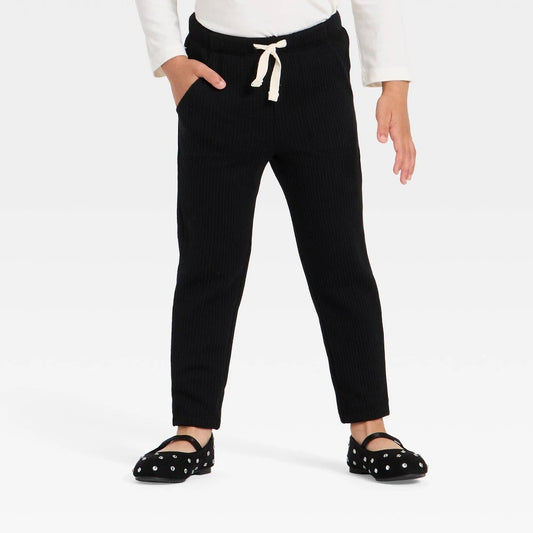 Cat & Jack Toddler Girls' Ribbed Leggings Black 2T