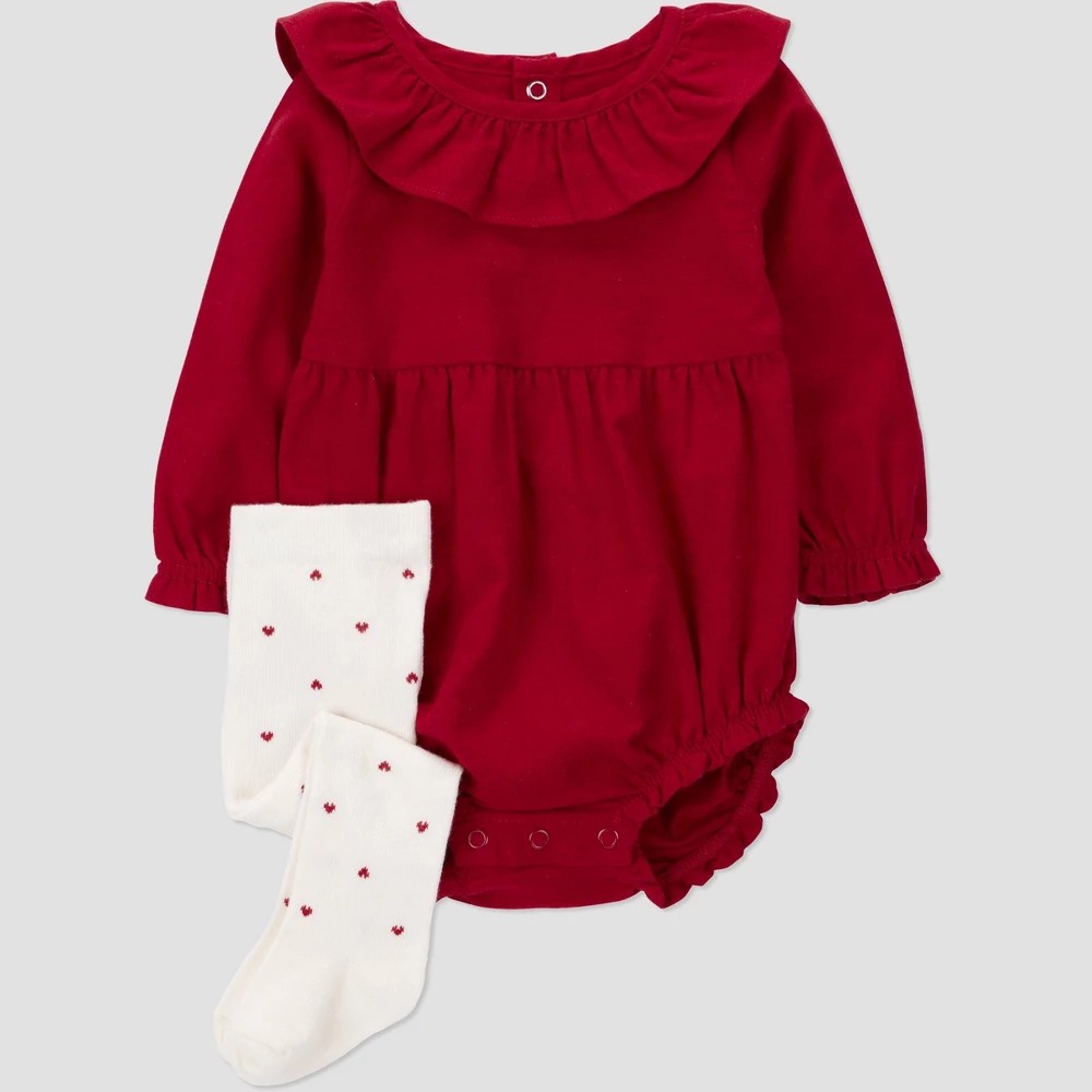 Carter's Baby Girls' 2pc Ruffle Romper - Red 6M