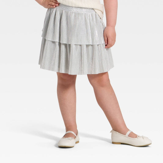 Cat & Jack Toddler Girls' Metallic Silver Skirt 2T