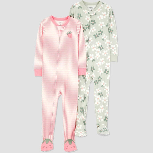 Carter's Toddler Girls' 2pk Pajama Set Floral/Striped 3T