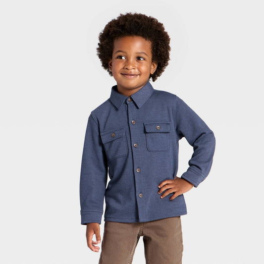 Cat & Jack Toddler Boys' Navy Blue Long Sleeve Shirt 18M