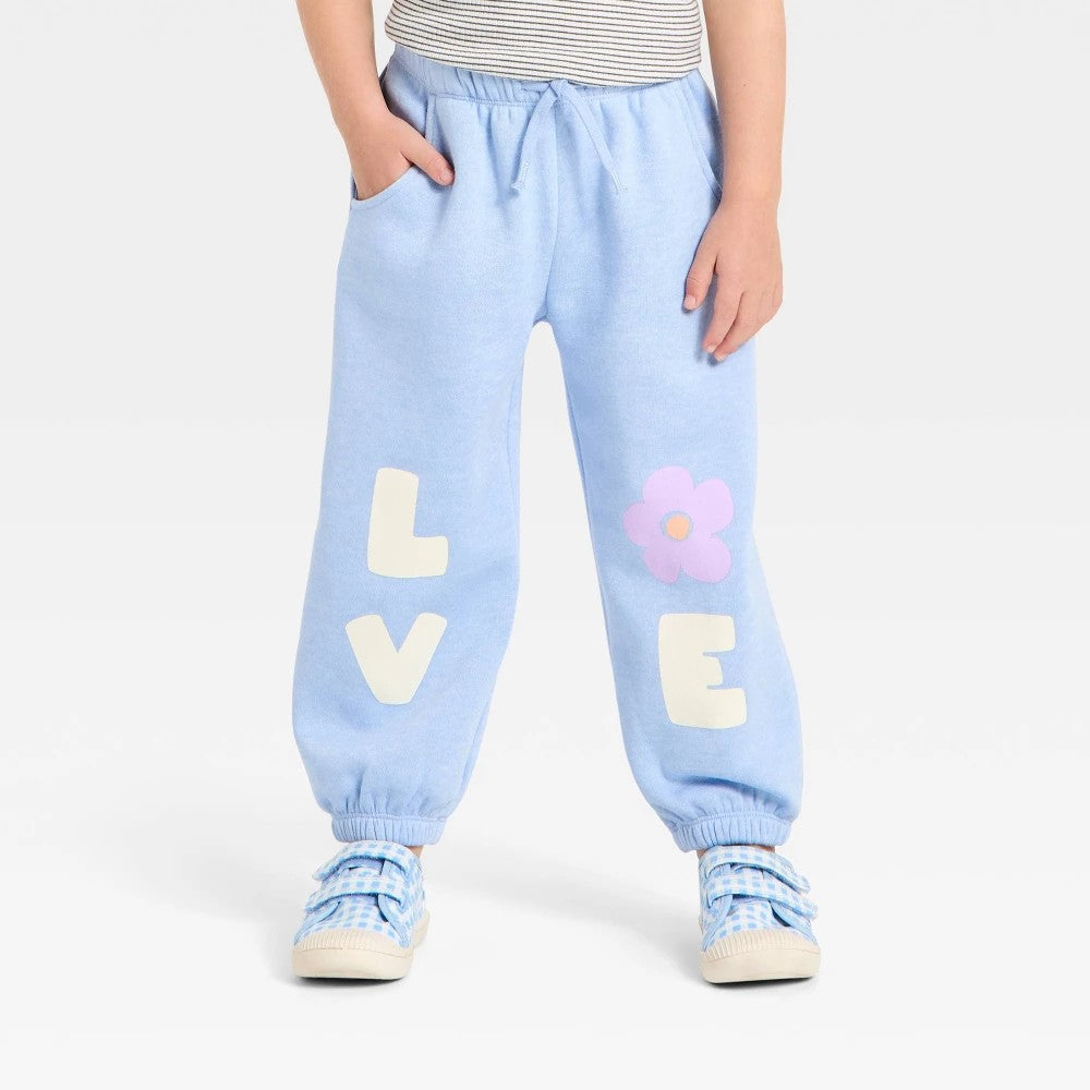 Toddler Girls' Love Jogger Pants - Cat & Jack Blue 4T