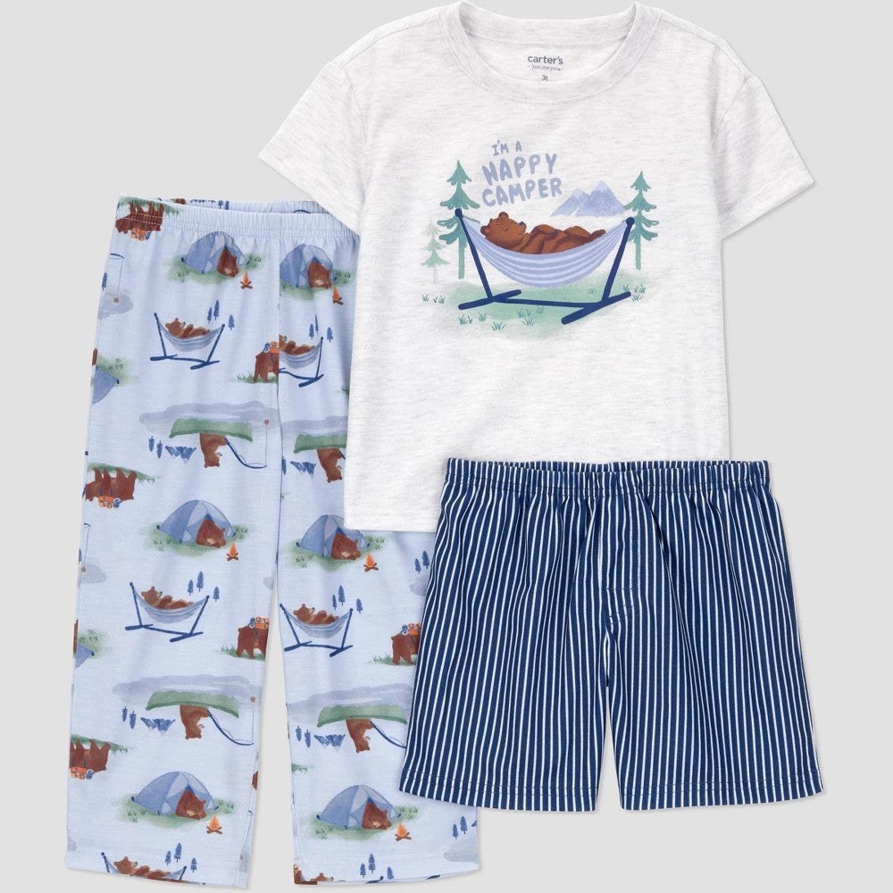 Carter's Toddler Boys' 3pc Bear Pajama Set Gray/Blue 5T