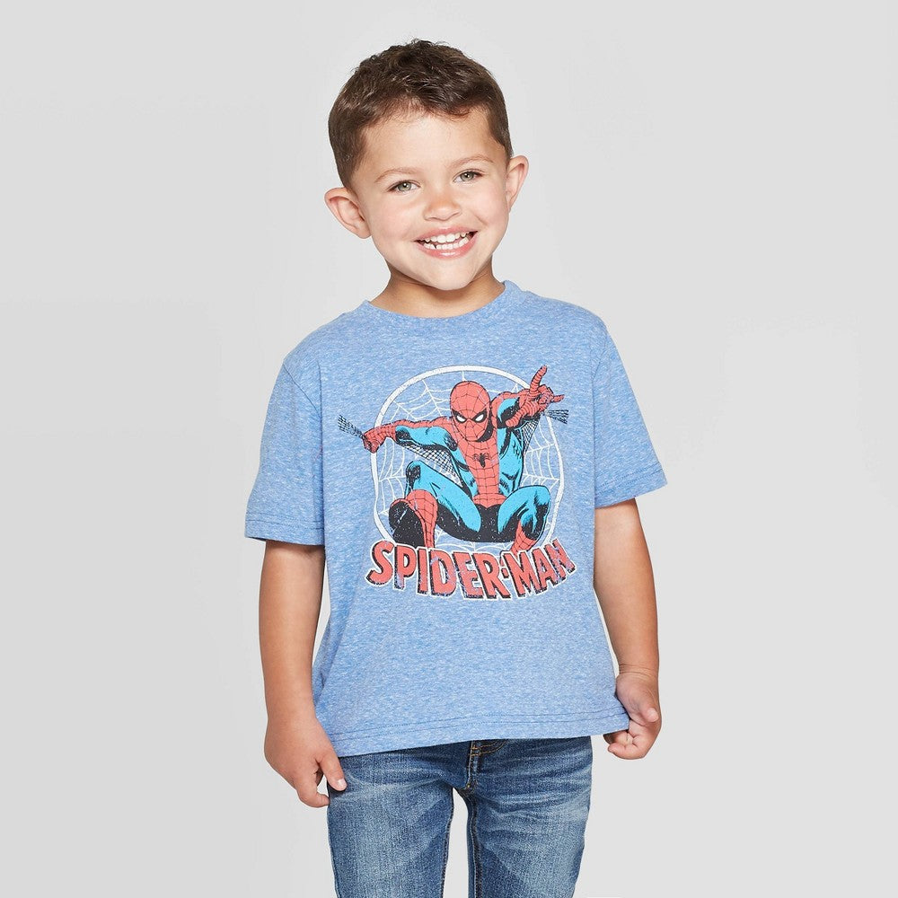 Spider-Man Toddler Boys' Short Sleeve T-Shirt Heather Blue 4T