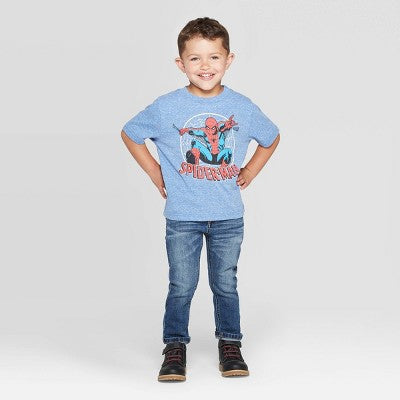 Spider-Man Toddler Boys' Short Sleeve T-Shirt Heather Blue 4T
