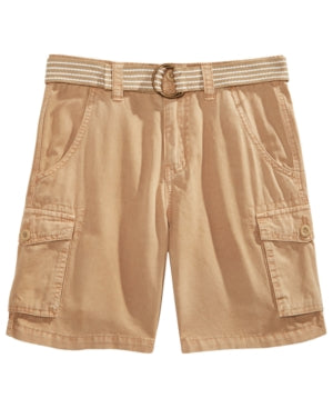 Ring of Fire Big Boys Bobby Twill Cargo Shorts with D-Ring Belt - Khaki