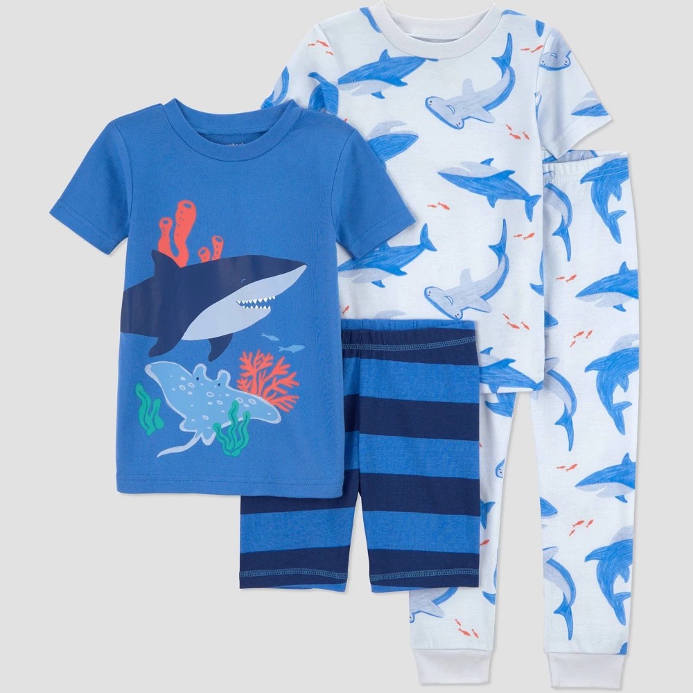 Carter's Toddler Boys' 4pc Shark Pajama Set - Blue 5T