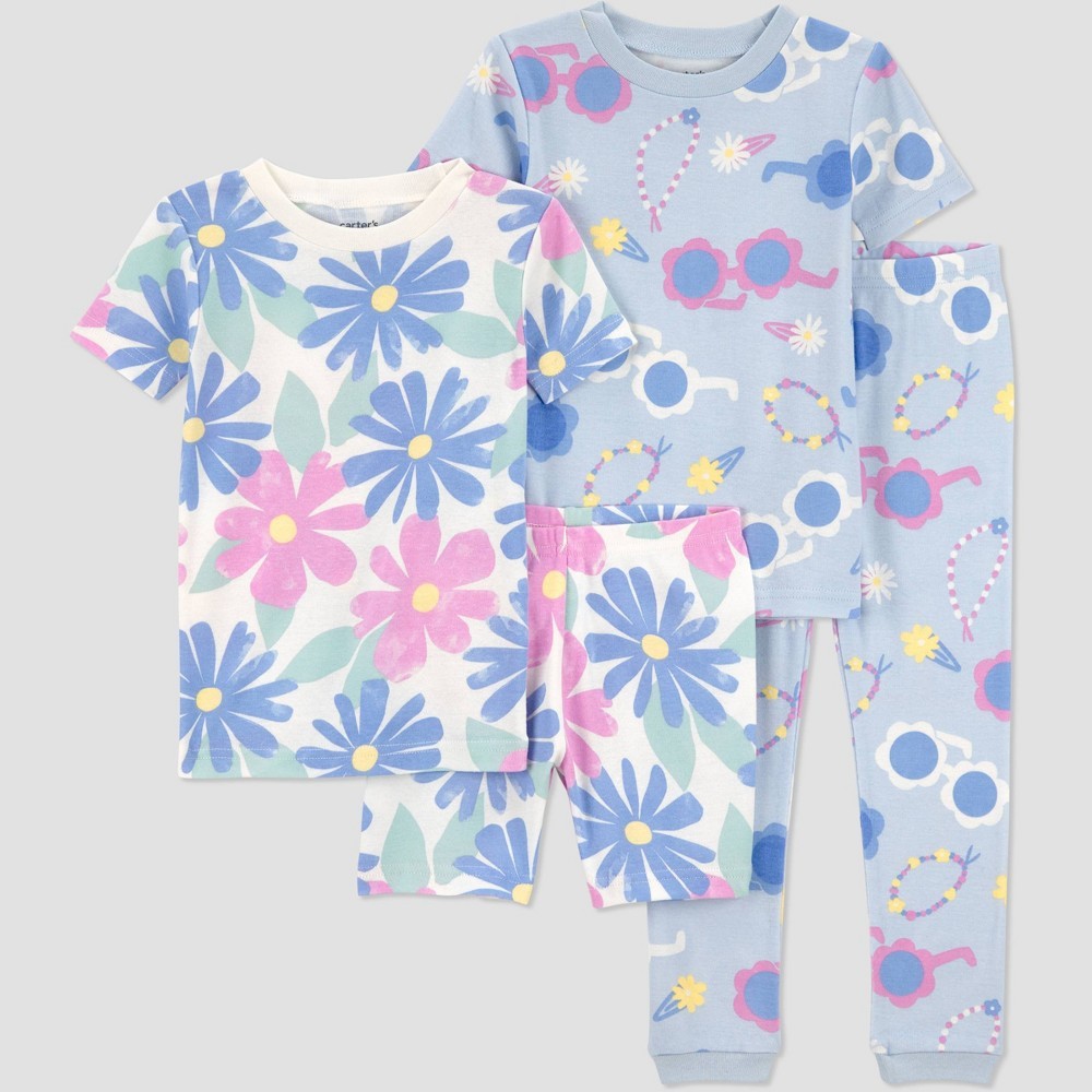 Carter's Toddler Girls' 4pc Cotton Pajama Set - Ivory 18M