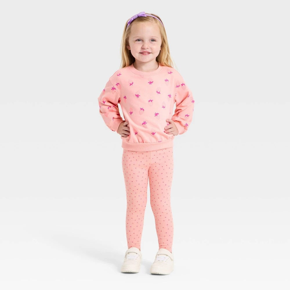Cat & Jack Toddler Girls' Strawberries Sweatshirt Pants Set 4T