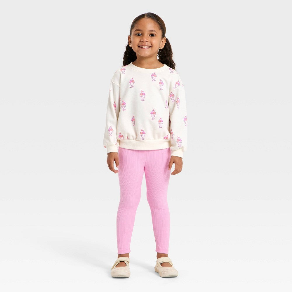 Cat & Jack Toddler Girls' Gelato Sweatshirt Pants Set 3T Cream