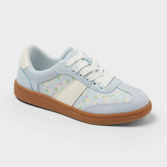 Art Class Girls' Rachel Novelty Lace Up Floral Print Sneakers Blue 5