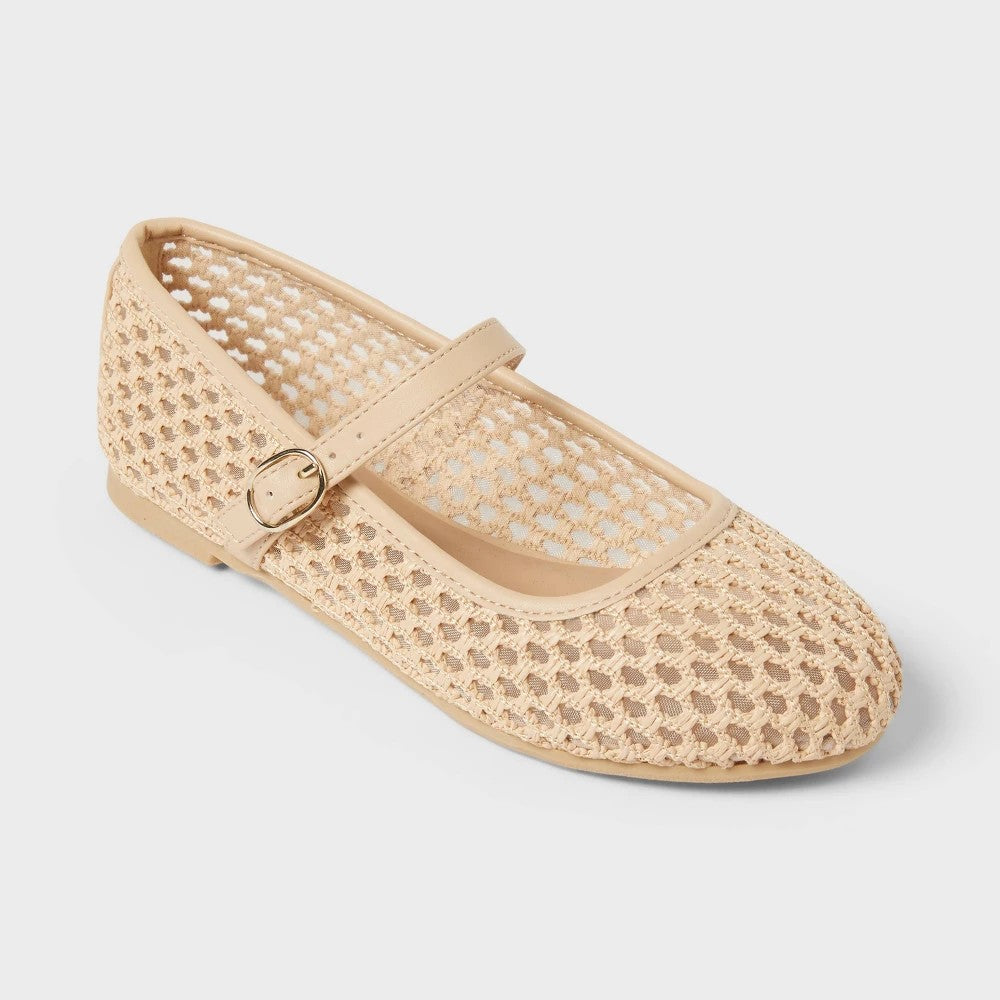 Cat & Jack Girls' Wilma Ballet Flats Tan 1