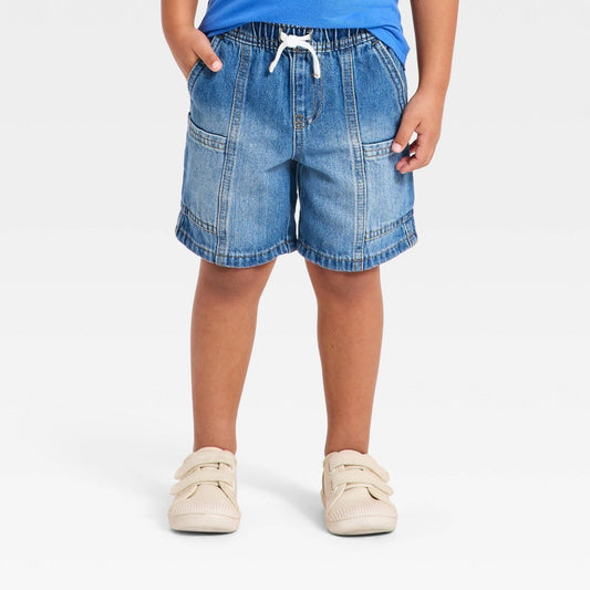 Cat & Jack Toddler Boys' Denim Cargo Shorts - Dark Wash 4T