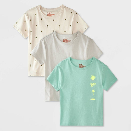 Cat & Jack Toddler Boys' 3pk Short Sleeve T-Shirt Green 4T