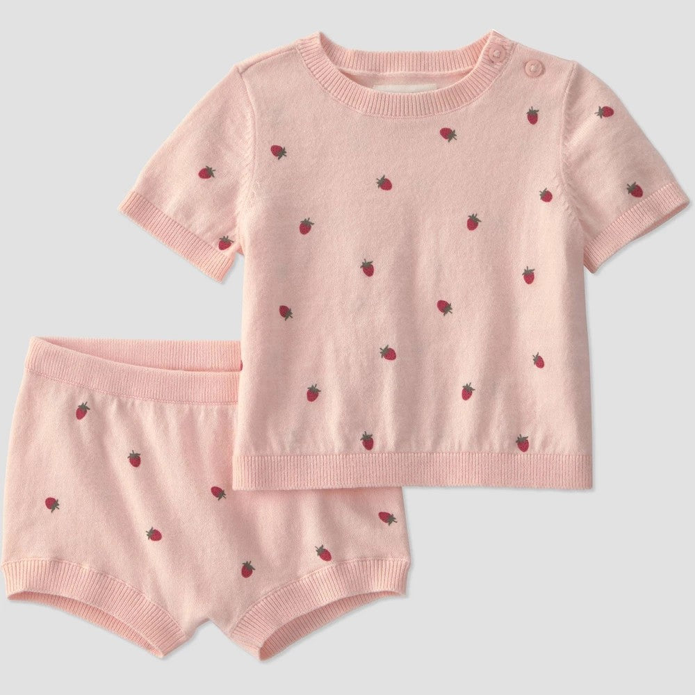 Little Planet Organic Strawberries Sweater Set - 6M girl