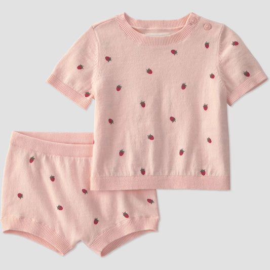 Little Planet Organic Strawberries Sweater Set - 6M girl