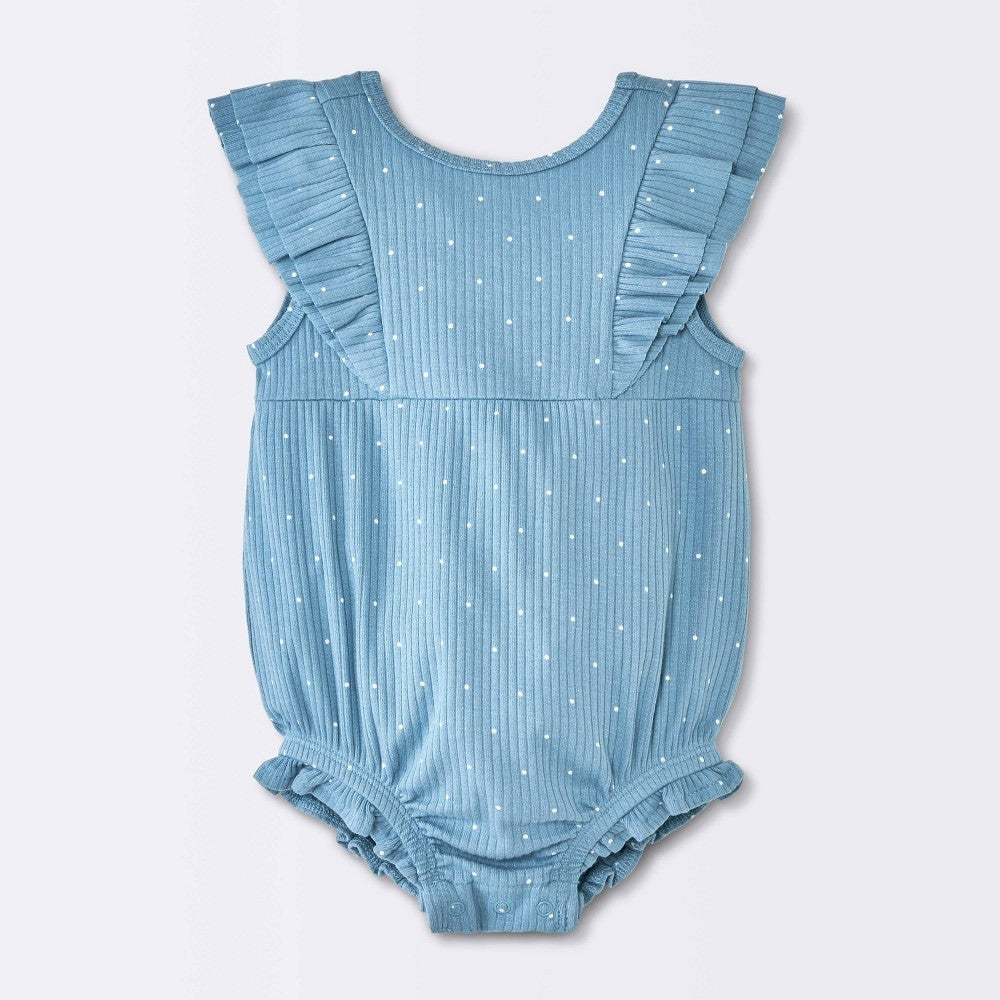 Cloud Island Baby Girls' Polka Dot Ruffle Romper Size  18M