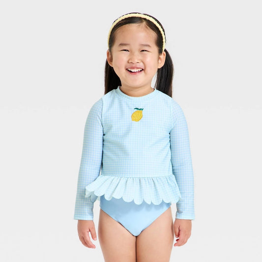 Cat & Jack Toddler Girls' Long Sleeve Rash Guard Set 3T set
