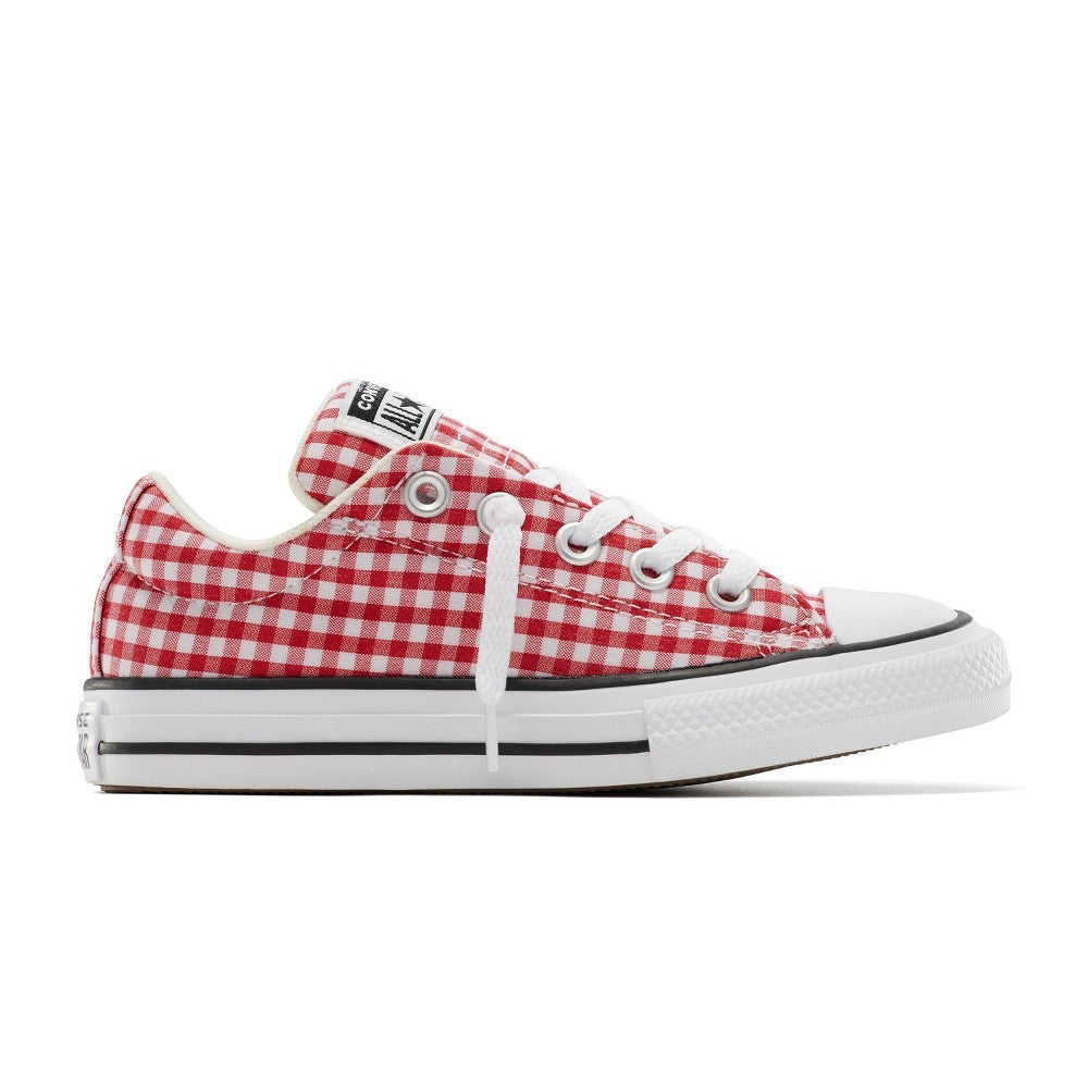 Converse Girls' Street Ox Low Top Gingham Sneakers Red 4