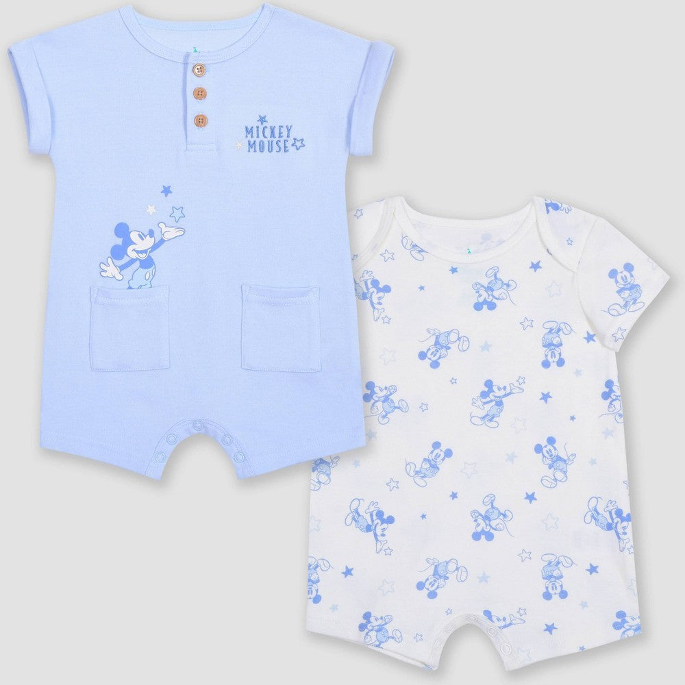 Disney Mickey Mouse Baby Boys' Romper Blue 12M, 2pk
