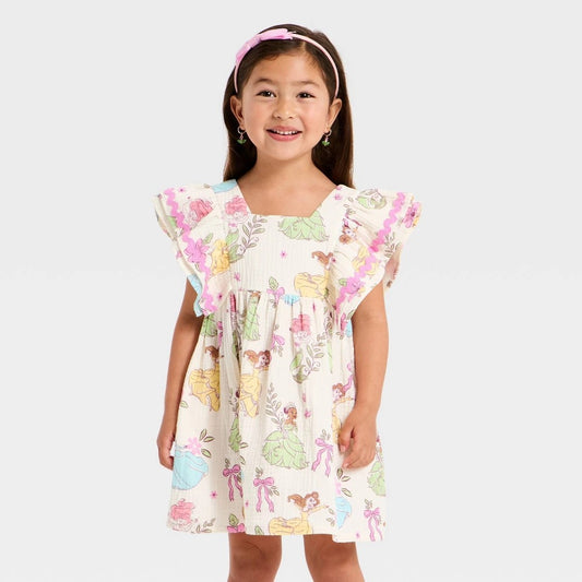 Disney Princess Toddler Girls' Gauze Dress Ivory 5T