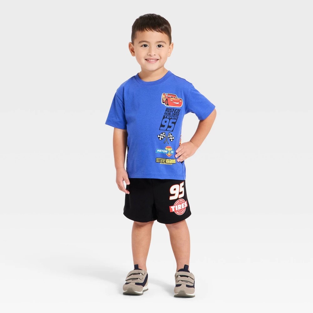 DiToddler Boys' 2pc Disney Cars Lightning McQueen T-Shirt & Shorts Set - Blue 3T