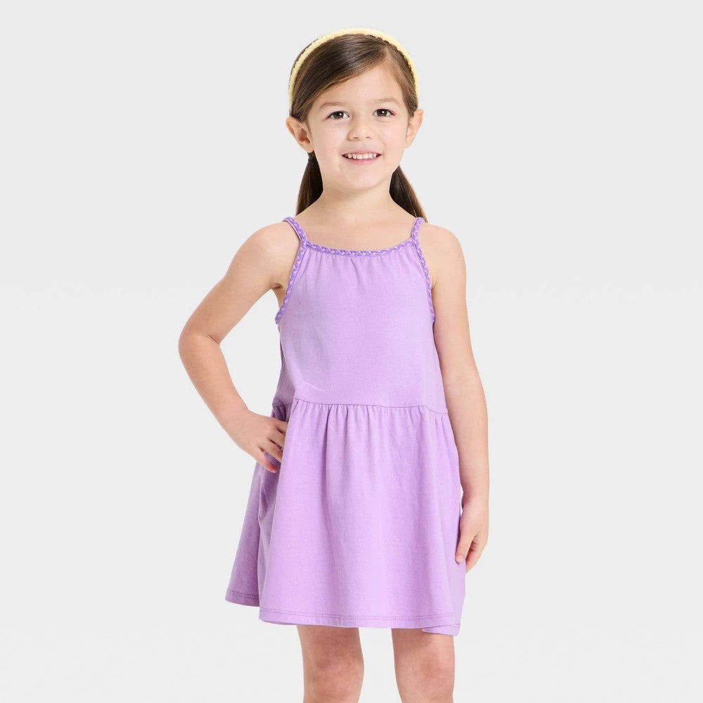 Cat & Jack Toddler Girls' Solid Purple Knit Dress 12M