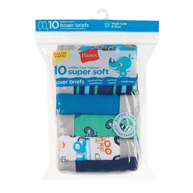 Hanes Toddler Boys' Boxer Briefs 4T, Pack of 10 - Colors Vary