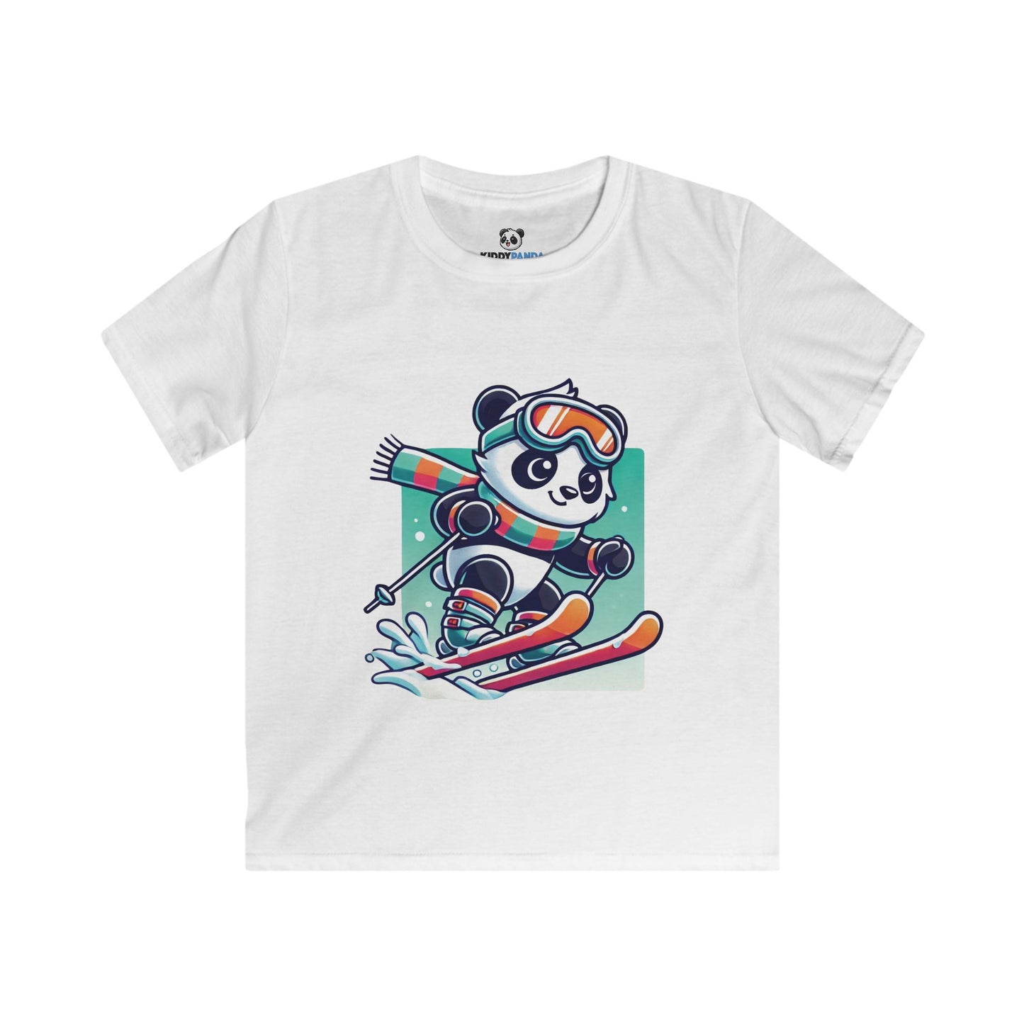 Skiing Panda Kids Softstyle T-shirt