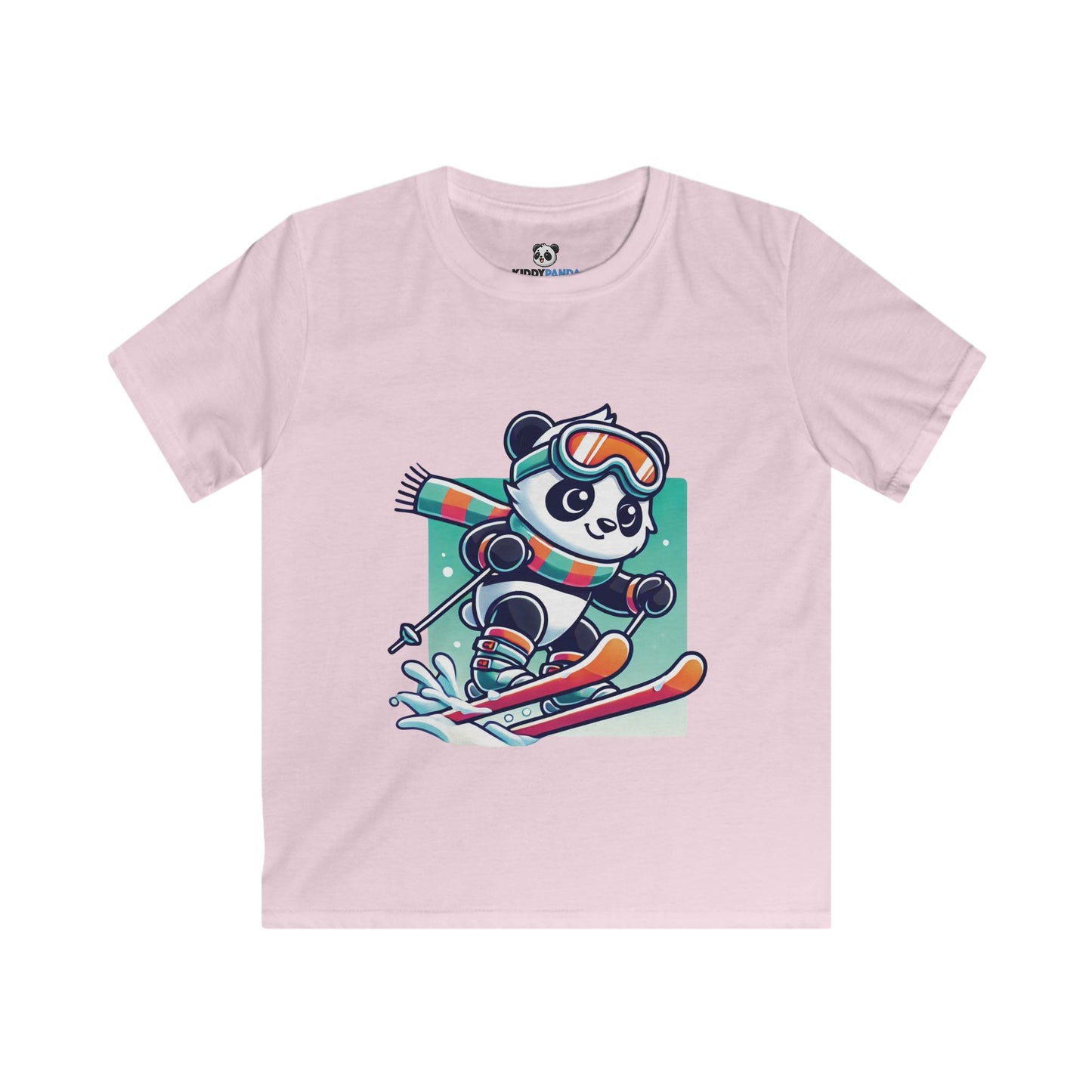 Skiing Panda Kids Softstyle T-shirt