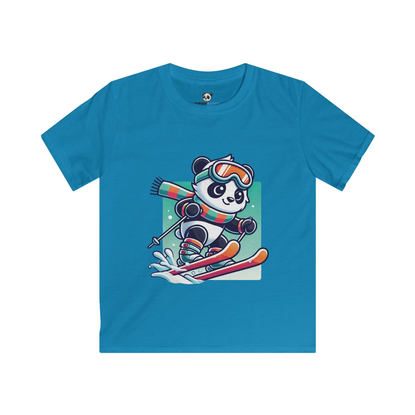 Skiing Panda Kids Softstyle T-shirt