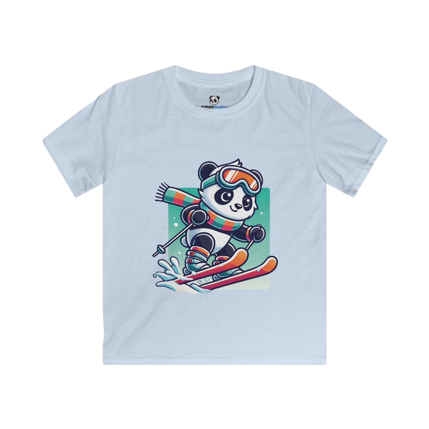 Skiing Panda Kids Softstyle T-shirt